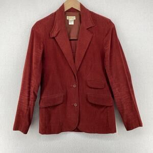 BRADLEES Jacket 8 Blazer Corduroy Two Button Notch Collar Lined Cotton Red Vtg
